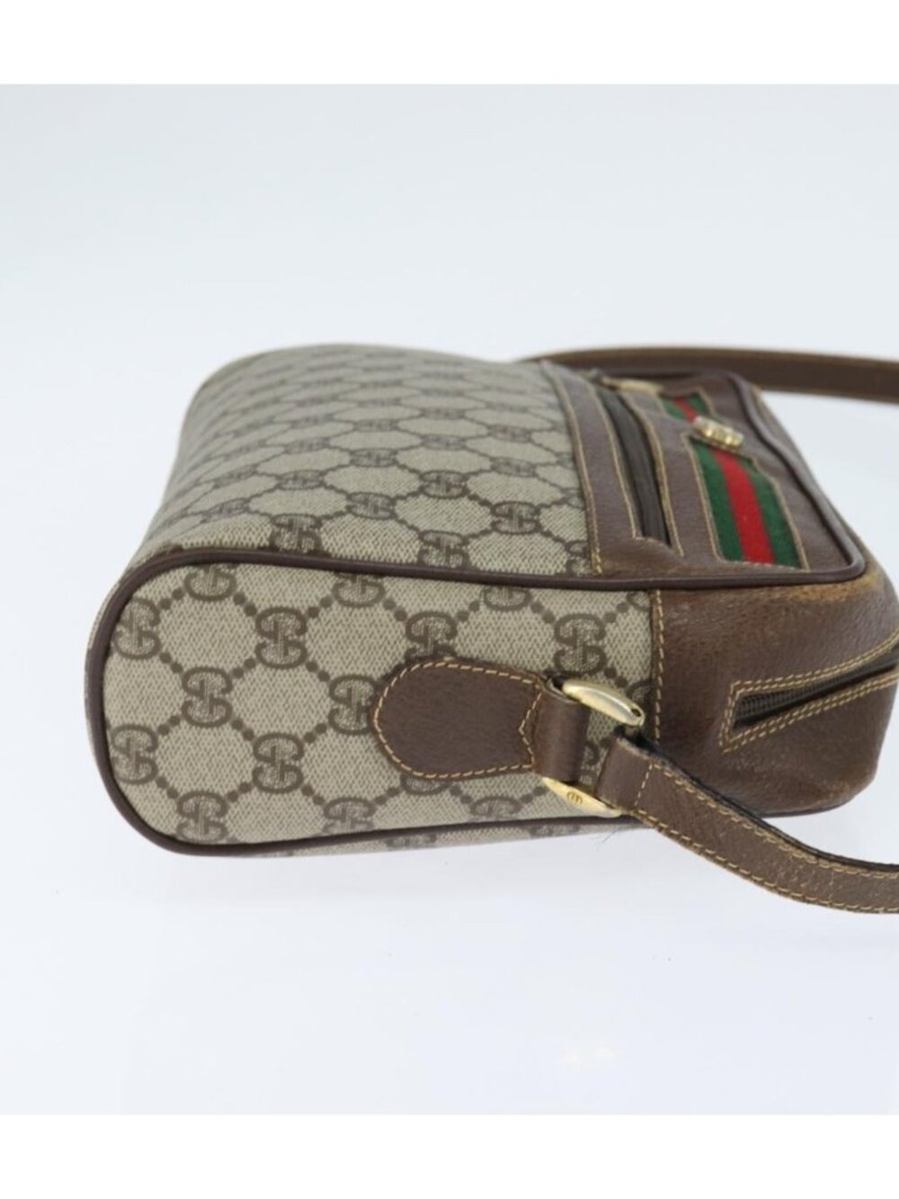 GUCCI GG Supreme Web Sherry Line Bag PVC Beige Gold 40 02 088 - Picture 4 of 16